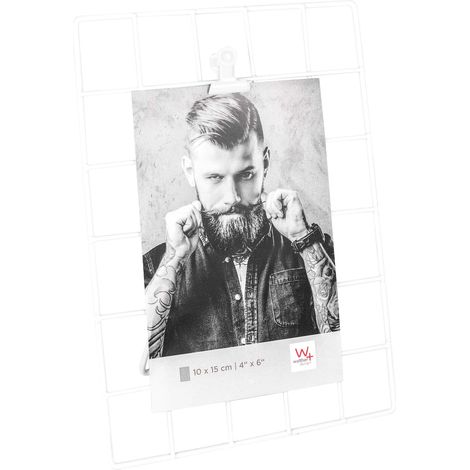 Cadre Photo Grille en métal Blanc avec 1 Tringle à Pince FN150W (1/2)