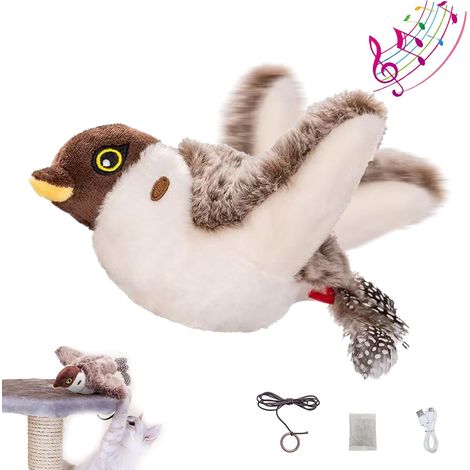 Jouet Chat Oiseau Qui Bouge, Oiseau Volant pour Chat Rechargeable Jouet Chat Interactif Oiseaux pour Les Chatons Mordre, Mâcher et Donner des Coups de Pied (1/5)