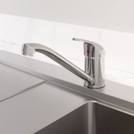 Modern Monbloc Kitchen Sink Mixer Tap Single Lever Swivel Spout Chrome Faucet (1/4)