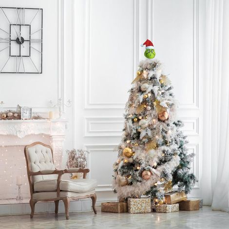 Décorations de Noël Monstre Vert Chevelu - Ornements de Sapin en Peluche Mignons (1/5)