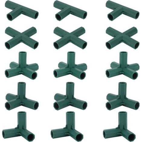 Set mit 15 Gewächshausrahmenverbindern, Eckverbindern für Gartenrahmen, 16-mm-Spiralstange, 4 Arten von stabilen und robusten Stützen für Gewächshäuser (1/4)
