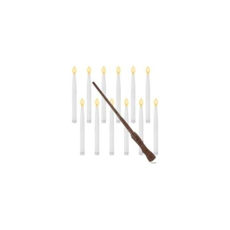12 velas LED flotantes mágicas colgantes con varita, velas LED sin llama a pilas para decoración del hogar, iglesia, fiesta y Navidad - Crezuo