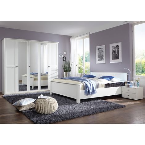 Schlafzimmer Set 4-teilig CROPANI-43 mit Bett 160x200 in weiß (1/5)