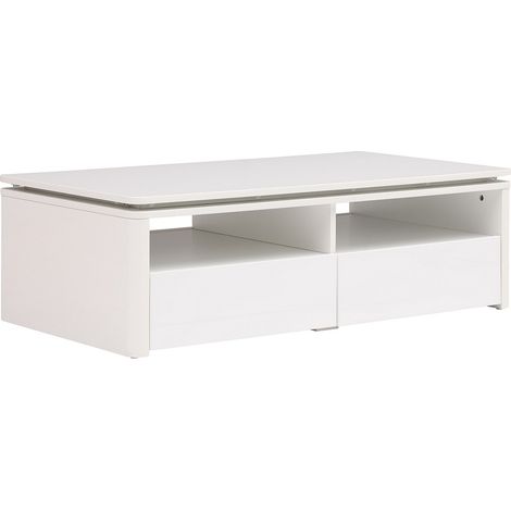 TavoLino 2 cassetti e 2 nicchie con LED Bianco - SYLPIA