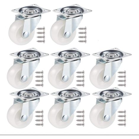 50mm Swivel Casters, 8 Pieces, Heavy Duty Rubber for Furniture, Double Bearing Swivel Head (1/5)