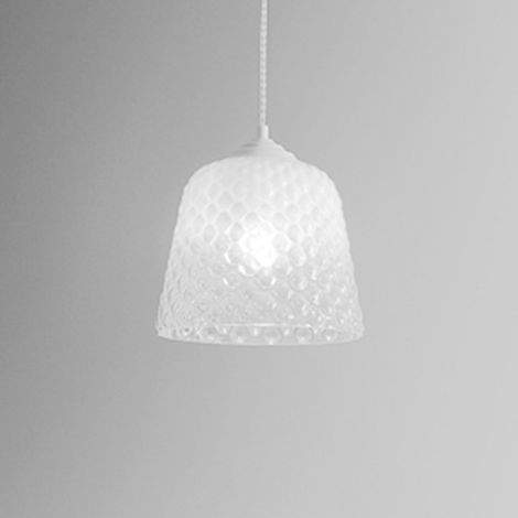 Diffuseur en verre blanc pour suspension - finition dégradée transparente, design décoratif, culot E27 (grand verre) d.25X21,5