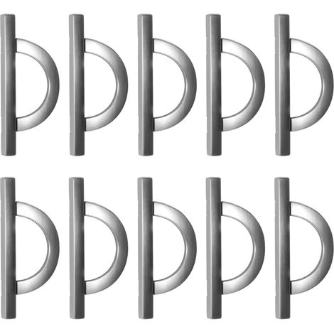 Lot de 10 poignées de meuble argentées AM027 - Entraxe de 96 mm pour tiroirs et commodes (1/5)