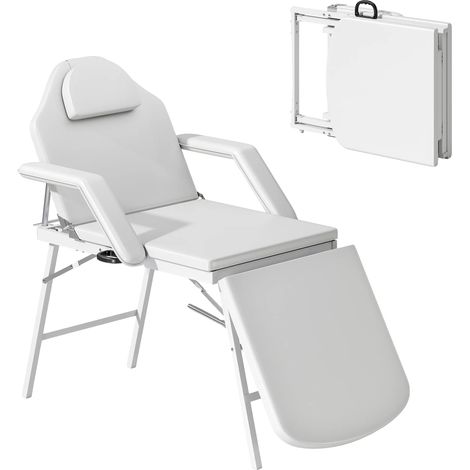 Camilla de masaje con respaldo ajustable, diseño portátil, color blanco. (1/5)