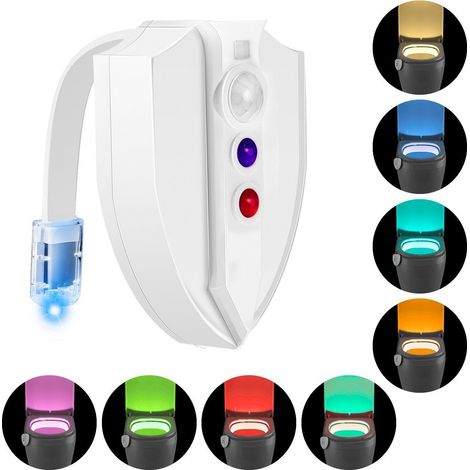 Lampe de toilette LED à détecteur de mouvement, lampe de toilette Geely King Kong 8 couleurs, lampe de siège de toilette murale, veilleuse. (1/5)