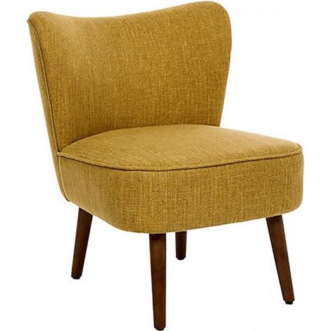 Fauteuil de salon crapaud scandinave avec pieds en bois, coloris ocre - Longueur 57 x Profondeur 69 x Hauteur 72,5 cm (1/3)