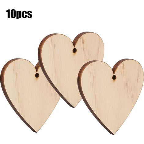 10 Pièces Assorties de Rondins en Bois Naturel pour Décorations de Noël Artisanales - Ornements de Sapin à Accrocher avec Corde (Modèle N°15) (1/5)