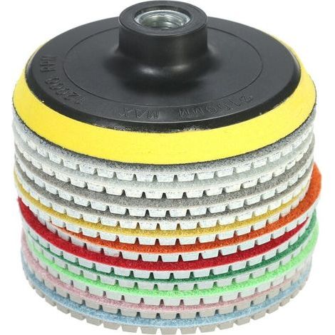 11 pièces 4 pouces diamant tampons de polissage humide disque de meulage + 1 pc support pour granit marbre pierre céramique carrelage béton (1/5)