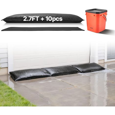Barrière Anti-inondation Activée par l'Eau, Sacs d’Inondation Lot de 10PCs 43x83 cm avec Seau, Barrière Absorbante l’Eau Réutilisable, Dispositif de Protection pour Porte, Sous-sol, Garage (1/5)