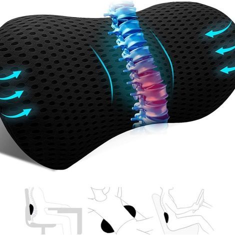 Coussin Lombaire Voiture Noir, Coussin Lombaire Chaise Bureau, Coussin Ergonomique, Coussin Dos Voiture, Coussin Lombaire Lit, Coussin Fauteuil Bureau, Appui Dos, Coussin Chaise Gaming (1/4)