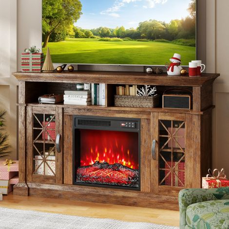 18" Cheminée Électrique Chauffage de Cheminée 750W/1500W avec Télécommande 7 Couleurs de Flammes Réalistes 5 Niveaux de Luminosité Réglables (1/5)