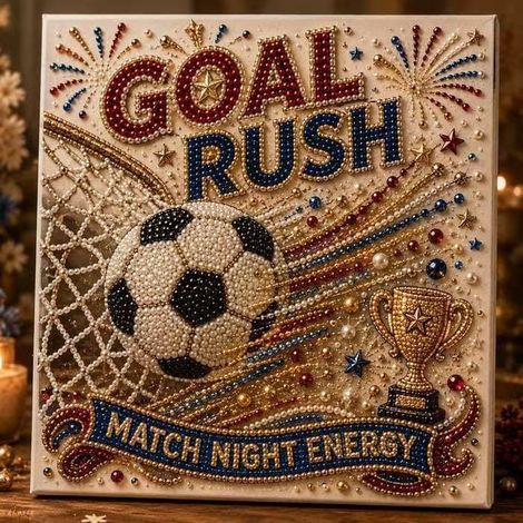 Football-themed diamond painting, World Cup decorative painting, 3D stereoscopic beaded embroidery wall hanging, creative home decoration for living room and bedroom. One game, one dream.
