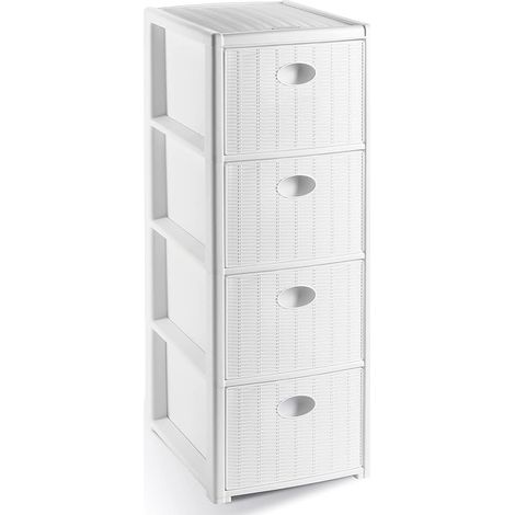 Cassettiera in Plastica Elegance slim 4 cassetti Bianco 30 x 40 x 80 cm