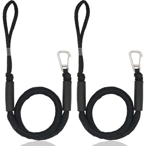 Corde d'amarrage, Accessoires Bateau Dock, Double Corde de Dock Tressée, Corde de Dock avec Crochet Corde d'amarrage pour Bateaux, Kayak, Jet Ski, Ponton, Canoë(Noir) (1/5)