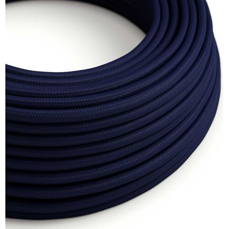 Creative-Cables, Cavo elettrico rivestito in tessuto, 2 x 0,75 mm², 50 m, Blu Profondo RM20, Rotondo effetto seta, made in Italy