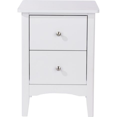 2 Drawer Bedside Cabinet - MDF - 40 x 32 x 57 cm - White (1/4)
