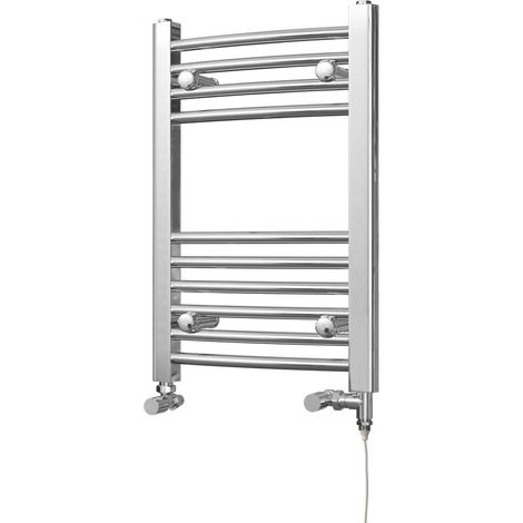 Zennor - Chrome Dual Fuel Towel Rail H600mm x W400mm Standard - Curved (1/3)