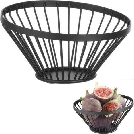 Cestino portafrutta in filo metallico, nero, con rivestimento opaco, diametro 150 mm - Hendi 427095 (1/4)