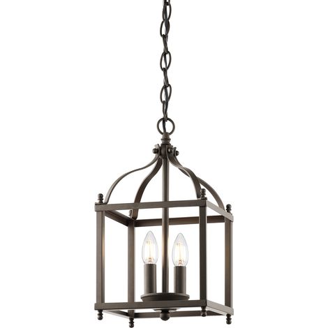 Lampada a sospensione plafoniera acciaio bronzo D 20,3 cm lampada sala da pranzo 2 fiamme