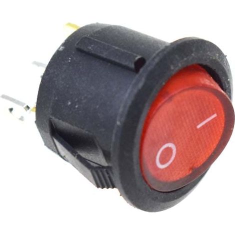 Packung mit 5 runden KCD1-105 Kippschaltern, 20 mm Durchmesser (3 Pins, 2 Positionen, rot)