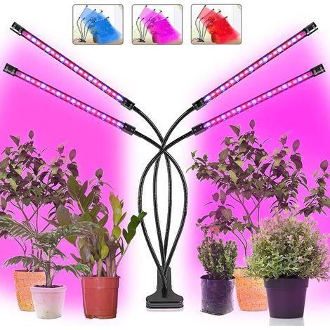 Bardusch-Lampe pour Plante, Lampe de Croissance 4 Têtes 72 LEDs, Lampe Horticole des plantes avec minuteur automatique 4H/8H/12H, 3 Modes et 5 Niveaux De Gradation, Avec Charge Usb, Réglable à 360° (1/5)