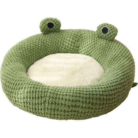 Lit grotte pour animaux de compagnie, coussin rond en peluche doux et respirant, dessin animé mignon, garde au chaud pour chats et chiens (1/5)