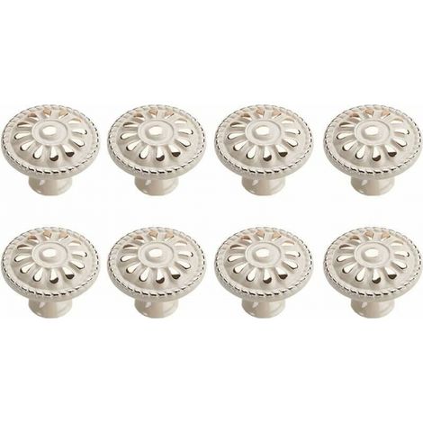 8 Piezas Tirador Redondo para Cajón Perillas de Gabinete Perilla de Cajón Manija de Muebles Perillas de Puerta de Gabinete de Cajón de Cocina Perilla de Muebles Vintage Blanca (1/5)