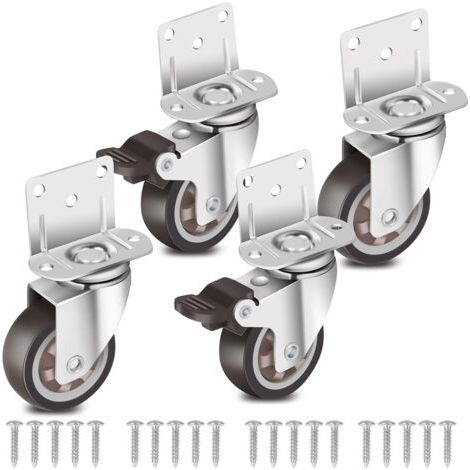 Lot de 4 roulettes latérales en caoutchouc en forme de L de 5 cm pour meubles, lit bébé, cuisine, armoire, table (1/5)