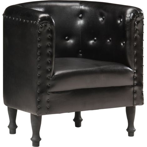 Fauteuil Noir Cuir véritable 8 (1/5)
