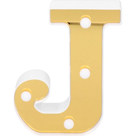 Lampe décorative de type J, alphabet anglais doré, lumière blanche chaude, pour maison, bar, mariage, fête (1/4)