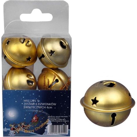 Campanellini di Babbo Natale, ciondoli in metallo dorato da 4 cm (1/3)