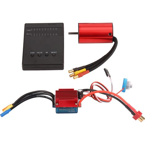 Kit moteur brushless 2845 3700KV étanche, variateur brushless 35A avec carte de programmation pour voiture RC 1/12 (1/5)