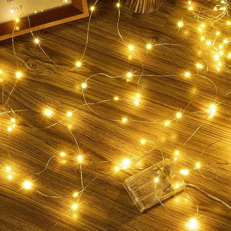 Guirlande lumineuse 5m 50 LED à piles fil de cuivre intérieur (1/4)