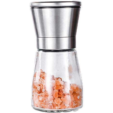 Moulin à Sel et Poivre - Corps en Verre Épais - Mécanisme en Céramique Non Corrosif - Réglage Fin à Grossier - Convient Cuisine Professionnelle et Domestique - Lot de 2 (1/5)