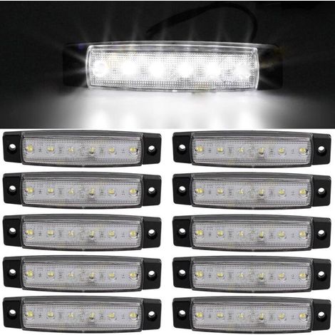 10 pcs 9.7 cm 6 LED Side 12V LED MARKER Trailer Marker Lights for Truck, Amber Marker Light, Rear Side Marker Light, Truck Cab Marker Lights, RV Convoy