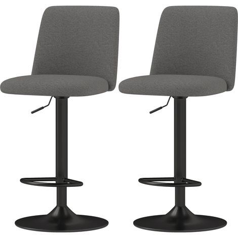 HOMCOM Set 2 Sgabelli da Cucina Girevoli ad Altezza Regolabile Grigio Scuro