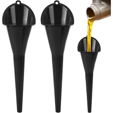 Entonnoir long Fin,Entonnoir de remplissage,entonnoir à carburant, 2 Pack entonnoir huile moteur essence additif moto ferme agricole utilisation pratique,29CM (Schwarz) Noir - (1/5)
