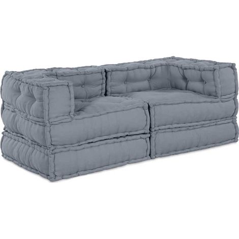 Unité de canapé modulaire 2 pcs Gris 140 x 70 x 56 cm Tissu