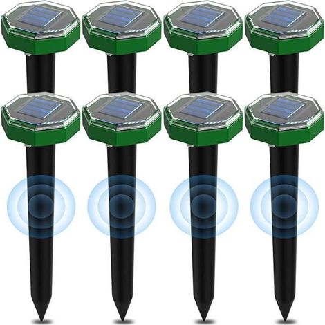 Solarbetriebener Ultraschall-Maulwurfabwehr, 8 Stück, IP65 Wasserdicht, Für Außenbereich oder Garten.