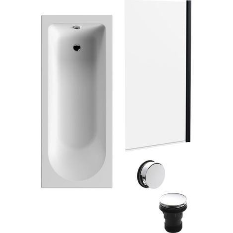 Round Single Ended 1700x700 Bath Set – Leg Set, Black Screen & Chrome Waste (1/4)