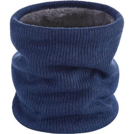Cache-cou, écharpe chauffe-cou d'hiver, coupe-vent, élastique, doublure en maille douce et épaisse, 21 x 24 cm, bleu (1/5)