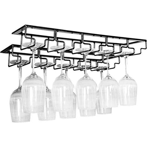 Porte Verres Gobelet Suspendu en Acier Rangement De L'armoire 5 Fentes en Acier Durable (1/4)