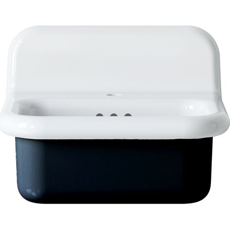 Lavabo retro de cerámica de 50 cm - True Colors Lite - Redondeado - Negro brillante (1/5)