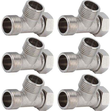 Raccordo a T a 3 vie con filettatura maschio e femmina G1/2, deviatore per tubo dell'acqua in acciaio inox (1/5)