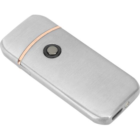 Briquet électrique d'extérieur coupe-vent sans flamme, rechargeable par USB double face, argenté