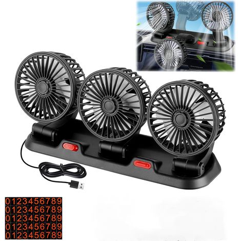 Ventilateur Voiture, 5V Ventilateur USB Voiture Portable Ventilateur Voiture Refroidissement, 2 Vitesses Réglables, Rotation à 360° pour Voiture, Maison, Bureau, SUV